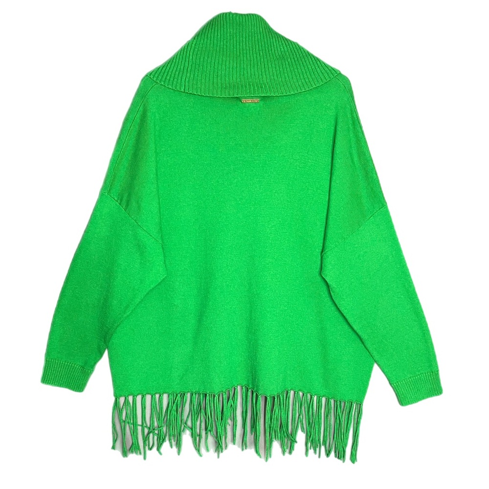 Green Cowl Neck Fringe Sweater - Women's - Picture 2 of 5
